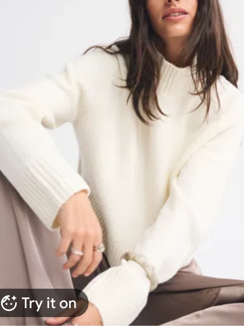 Abercrombie & Fitch Cashmere Cream Turtleneck Sweater